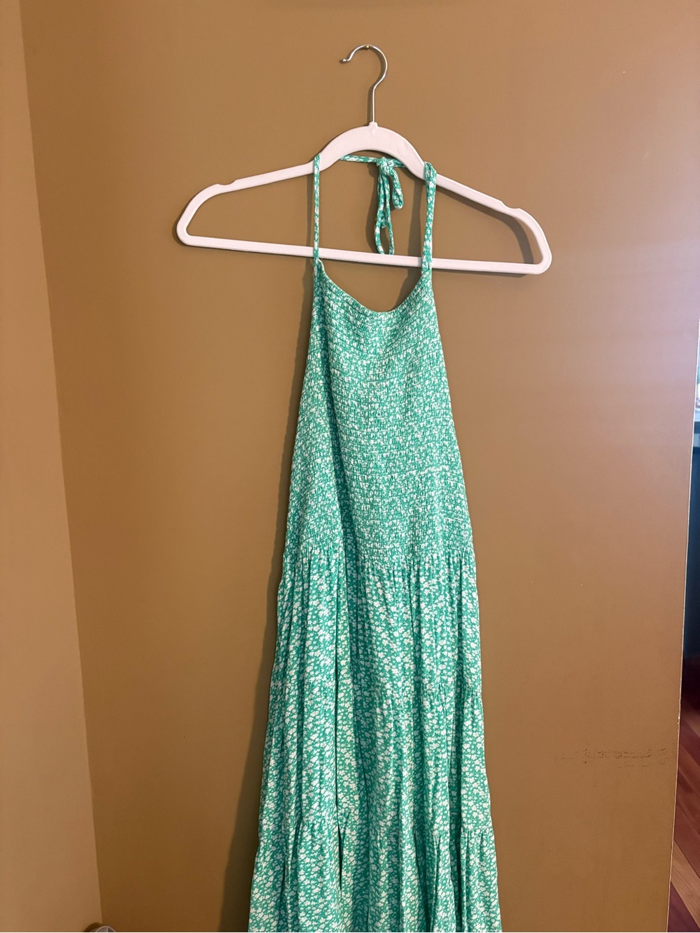 American Eagle Outfitters Green Floral Halter Maxi Dress